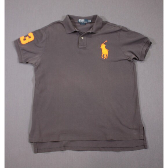 Polo Ralph Lauren Other - Polo Ralph Lauren Polo Custom Shirt Men Gray Neon Orange Big Pony 3 Sleeve XL